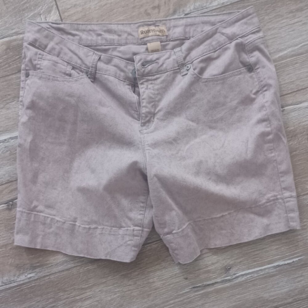Ruff Hewn Grey Light Paisley Stretch 5 Pocket Zip Fly Denim Shorts Size 12